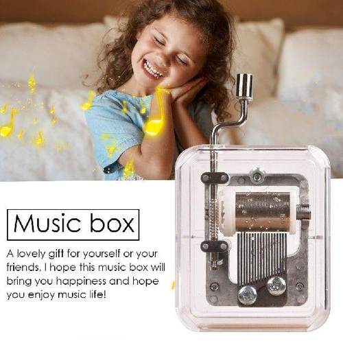Mini Music Box Hand Cranking Music Movement Transparent DIY