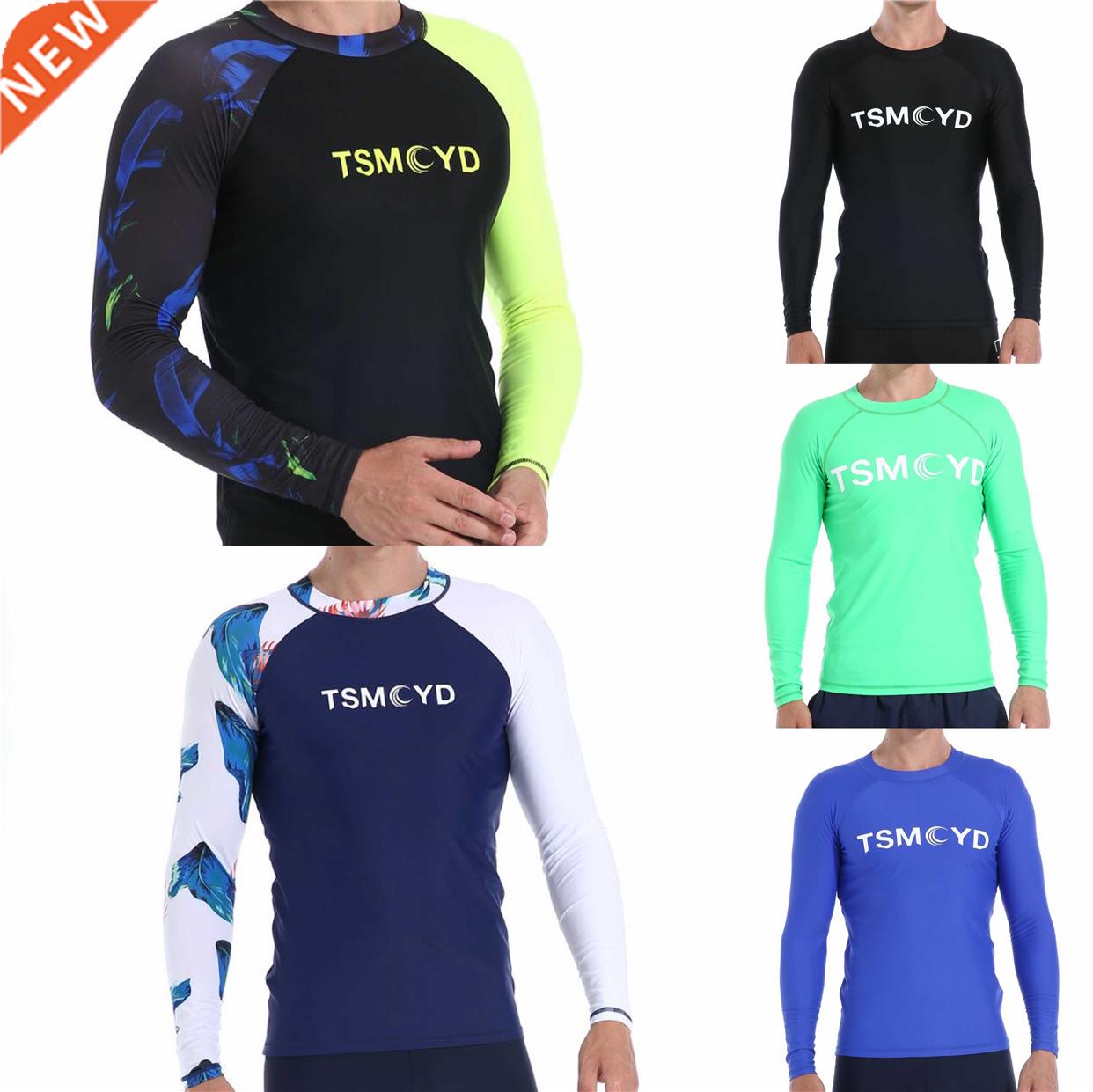 TSMCYD Rash Guard Men UPF 50+ Long Sleeve Splice UV Sun Pro