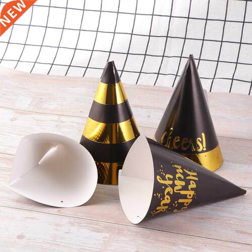 8pcs Happy New Year Hats Party Decorative Hats Paper Cone