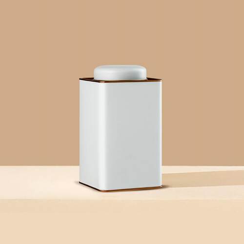 Metal Tinplate Box Square Tea Jar Container Green Tea Storag