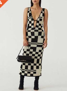 Women's Knitted Dress Sexy Bodycon Party Dresses Backless Pl