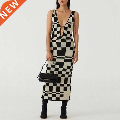 Women's Knitted Dress Sexy Bodycon Party Dresses Backless Pl