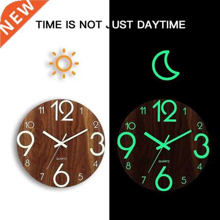 12 Inch Luminous Wall Clock Silent for Kitchen Living Room D