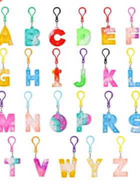Children 26-letter Puzzle Decompression Keychain Push It Bub
