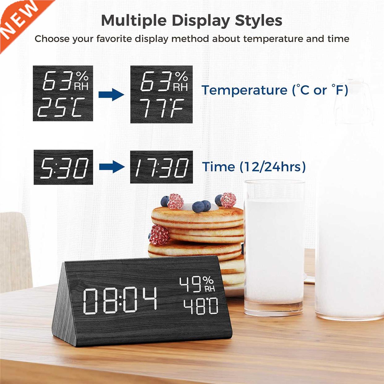 Electronic Time Display Wood Design Clocks Digital Alarm Clo