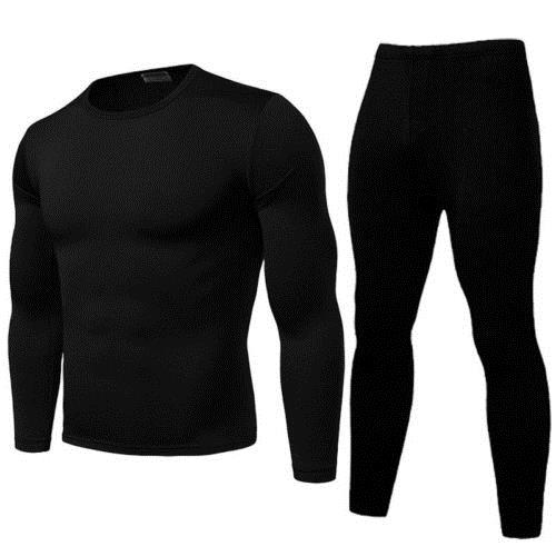 2PCS Mens Winter Warm Ultra-Soft Fleece Lined Thermal Top Bo