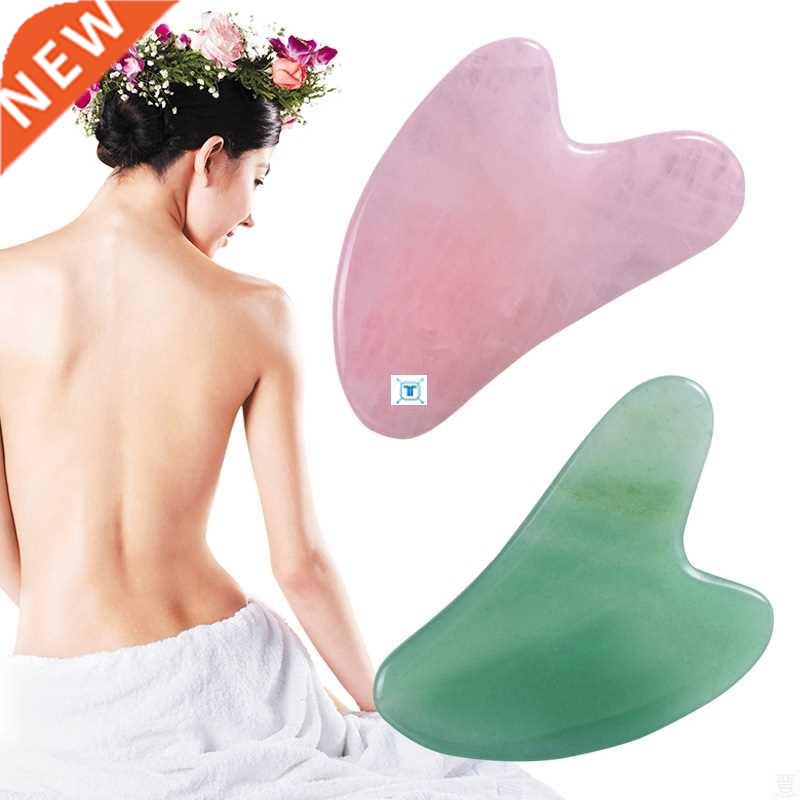 Rose Quartz Jade Guasha Board Natural Stone Scrr Chinese