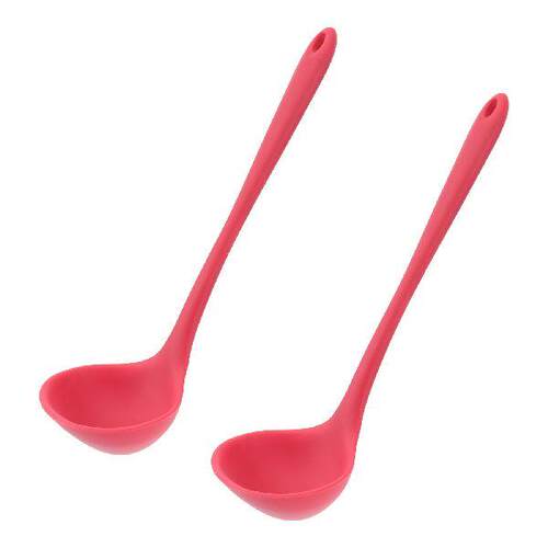 2 Pcs Silicone Soup Spoons Long Handle Hot Pot Scoop Food