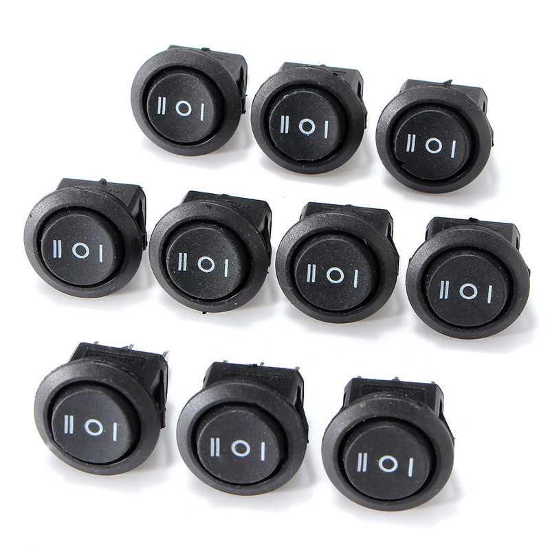 10Pcs AC 6A/250V 10A/125V ON/OFF/ON Snap in SPDT Round Boat