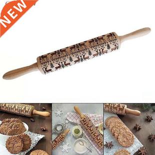 Rolling Pin Lotus Wooden Christmas Flower Snowflake Pattern