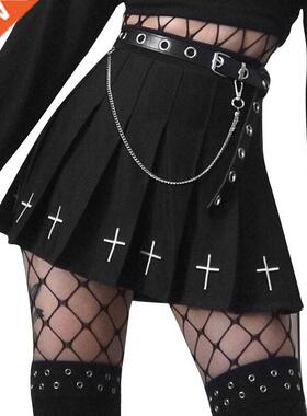 Summer pleted women streetwer wild blck skirts gothic -l