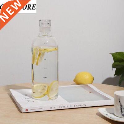 500/750ml Time-scale Glass Water Bottle Outdoor Protable