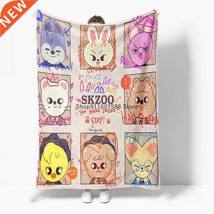 stray kids skzoo Printed Cartoon Blanket Outlet Velvet Plush