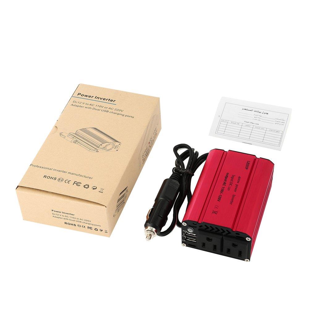 LESHP Compact 400W Car Power Inverter DC 12V to 110V AC Dual
