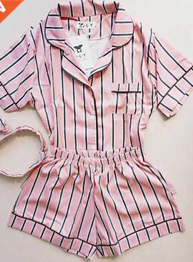 Plus Size Sleepwear Summer Women Pajama 2019 Turn-down Colla