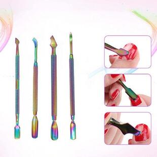 Nail Cuticle Pusher Double Side Anti-Slip Colored Titanium