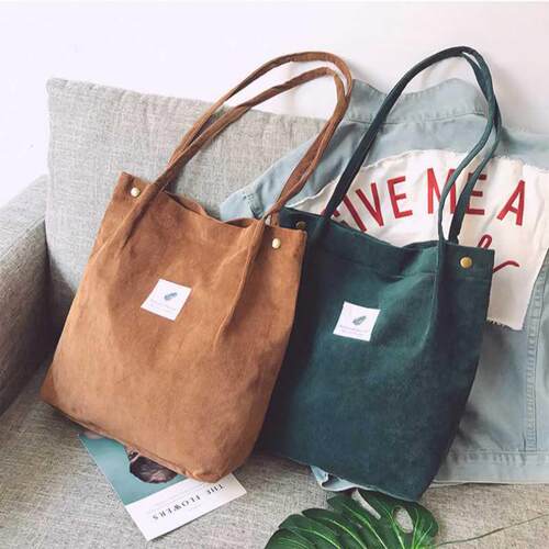 Bags for Women 2021 Corduroy Shoulder Bag Reusable Shopping