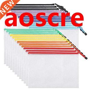 24Pcs Mesh Zipper Pouch Document Bag, Plastic Zip File Folde