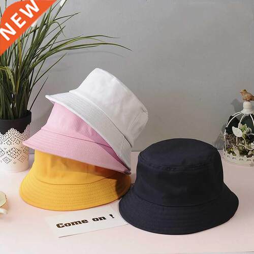 New Cotton Black White Bucket Hat Women Sun Hats For Kids Hi