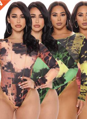 S-5xl Full-size women's printed bottom onesie大码打底连体衣