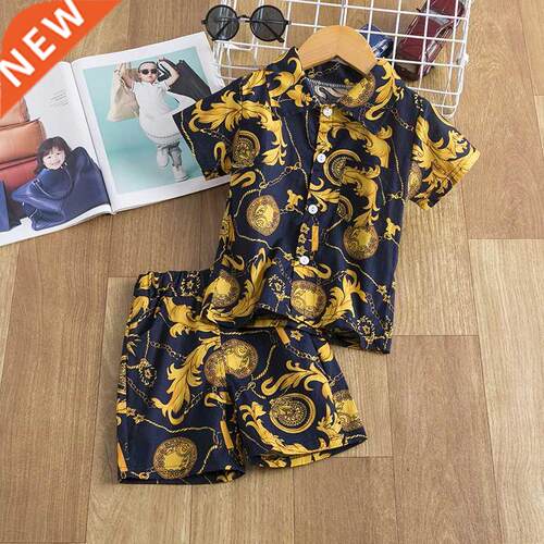 Baby Boys Floral Clothes Set Print Shirt Top + Short Pants S