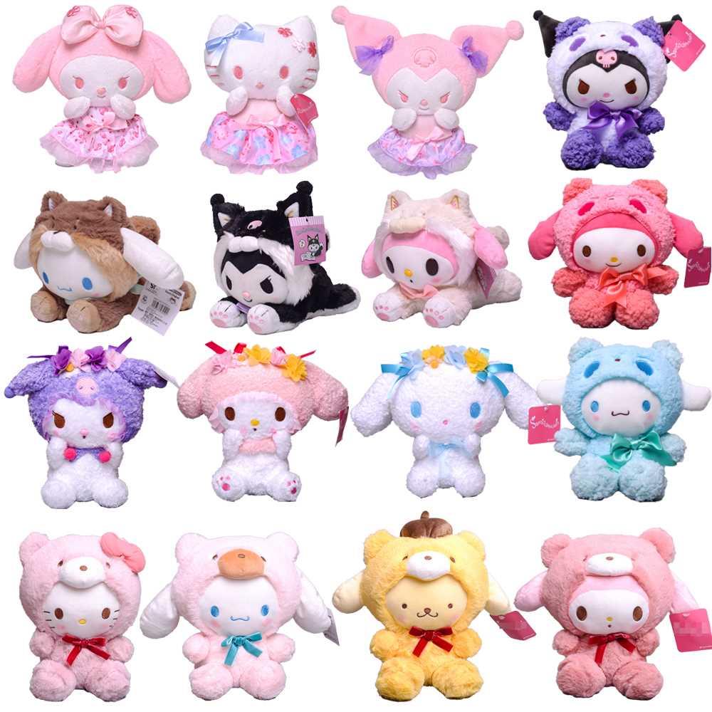 Sanrios Cartoon Stuffed Melody Kuromi Cinnamoroll Plush Toy