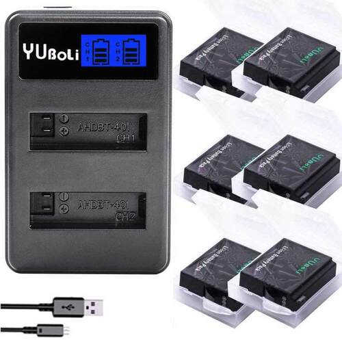 GoPro Hero4 Hero 4 battery + LCD dual charger for go pro HE
