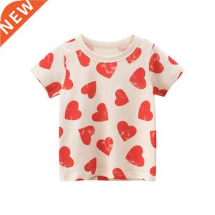 2-8T Heart Print Girls T Shirt Summer Toddler Kid Baby Cloth
