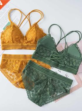 Women Lace Bra Sets Seamless Underwear Backless Vest Sexy Pa