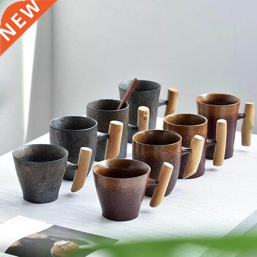 Japanese-style Vntage Ceramc Coffee Mug Tumbler Rust Glaze