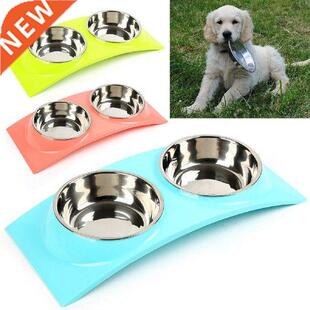 Stainless Steel Double Bowls Pet Dog Cat Puppy Food Water