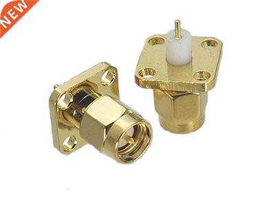 1Pcs Connector SMA Male Plug 4-Holes Flange Solder PTFE Pane