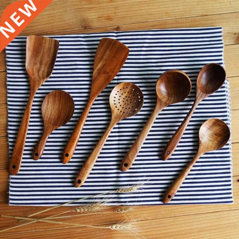 Long Handles Unique Solid Wood Cooking Tools Soup Spoons