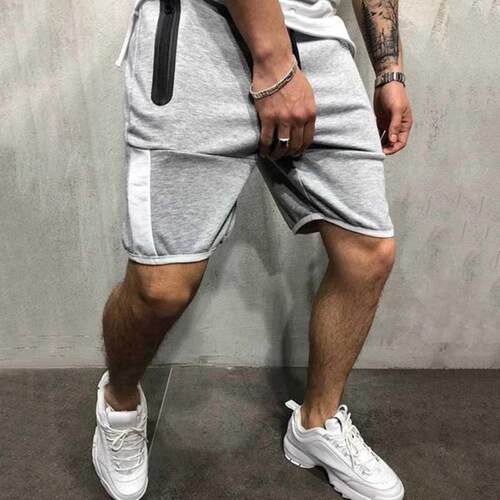 Casual Sports Slim Fit Colorblock Zip Fitness Cropped Pants