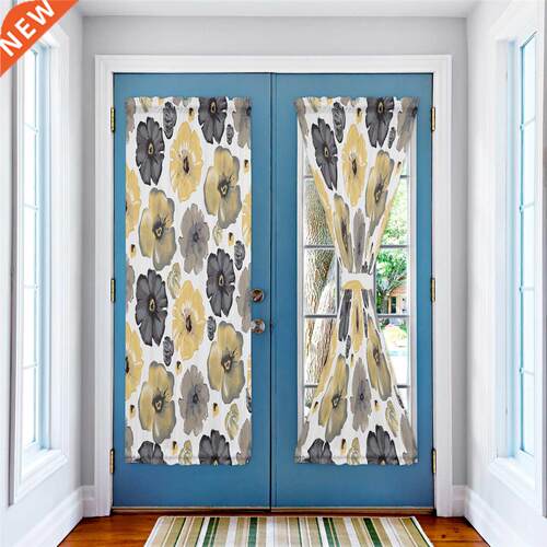 Flower Gouache Plant Luxury Door Curtain for Kitchen