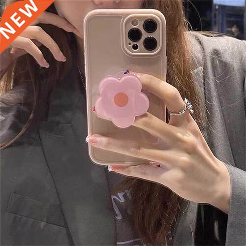 INS Korean Cute 3D Pink Flowers Bracket Phone Case For iPhon