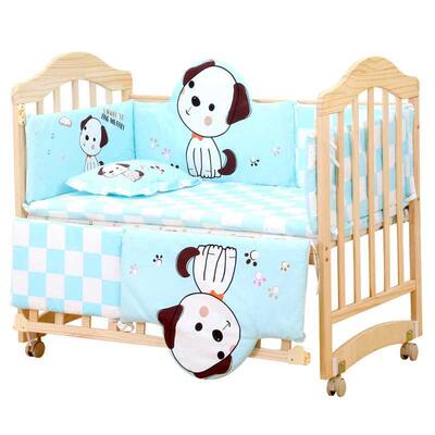 Crib solid wood unpainted baby cradle bed all side bed set