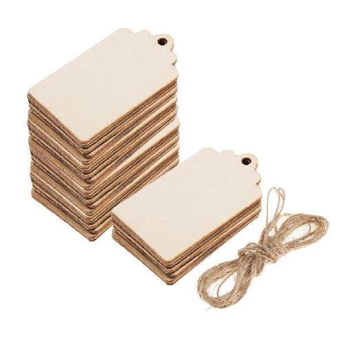 50x Natural Rectangle Blank Wooden Gift Tags Wood Hanging