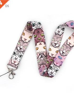Cute Cartoon Cat Neck Strap Keychain Lanyard For Keys USB I