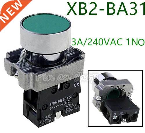 XB2BA31 3A/240VAC NO Green Momentary Round Push Button Switc
