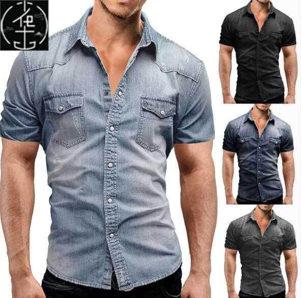summer shirts for men jeans jacket denim tshirts man tshirt图片