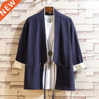 2022 Summer Men Cardigan Japanese Kimono Men Samurai Costume