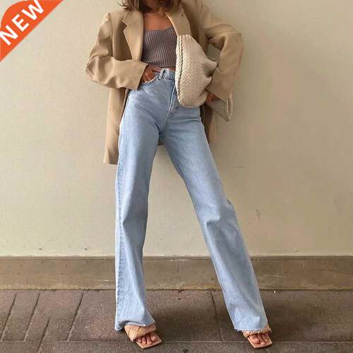 Wide Leg Pant Women Jeans Autumn Winter High Waist Slouchy B