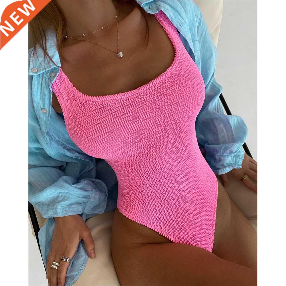 Bandeau 2021 Women Sexy One Piece Swimsuit Solid Swimwear Fe