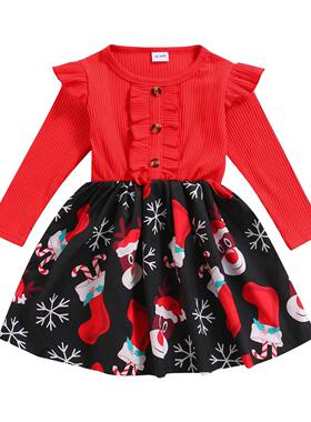 Ma&Baby 18M-6Y Christmas Toddler Kid Girls Dress Santa P