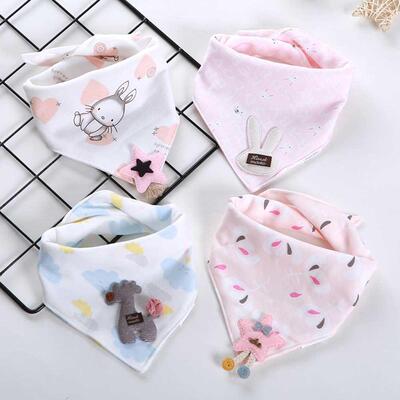 4 pieces/lot Baby Bibs Drooling Cotton Baby Scarf Burp Cloth