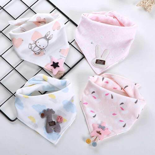4 pieces/lot Baby Bibs Drooling Cotton Baby Scarf Burp Cloth