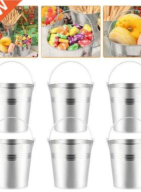 LUOEM 6pcs Mini Tinplate Metal Bucket Snack Buckets Icing