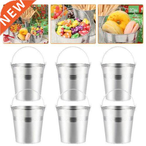 LUOEM 6pcs Mini Tinplate Metal Bucket Snack Buckets Icing