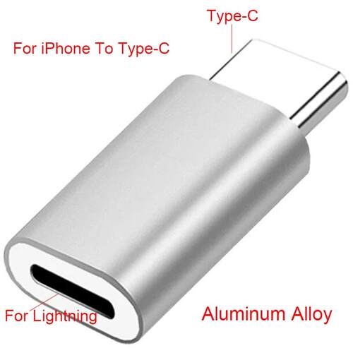 For Lightning Pin to Type C USB-C Alloy Converter Charging T